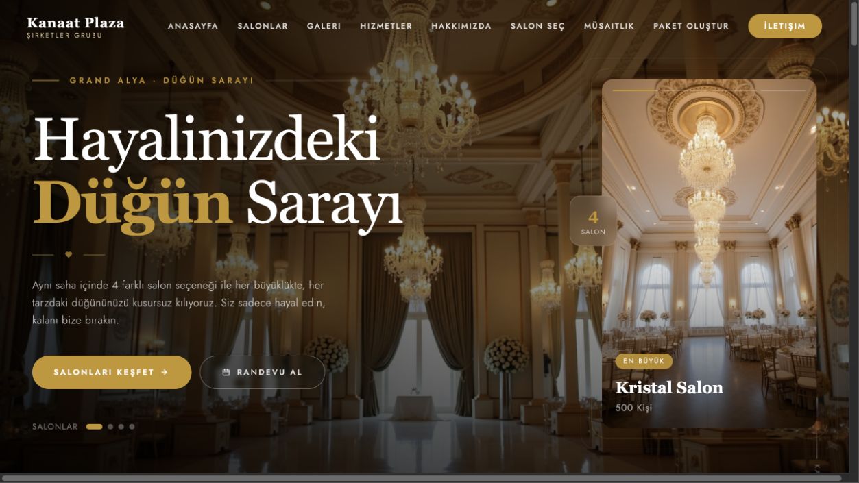 Kanaat Plaza web sitesi ana sayfa ekran görüntüsü