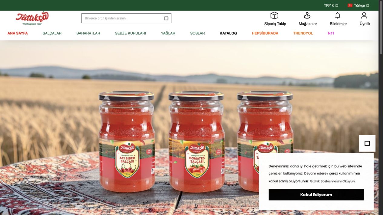 Tattıkça web sitesi ana sayfa ekran görüntüsü